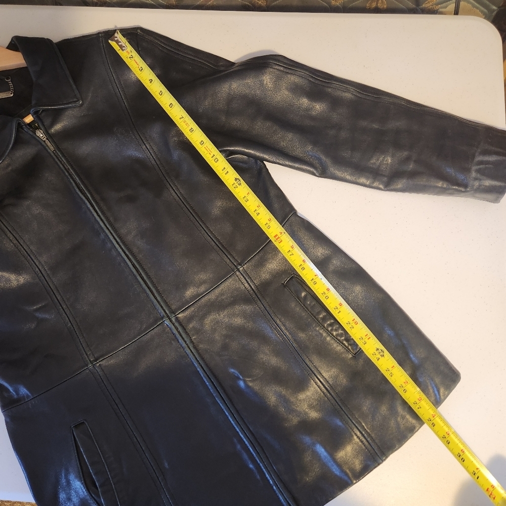 Vintage 90s Danier Black Blazer Leather Jacket Coat Minimalist Womens Size 12 - Picture 7 of 14